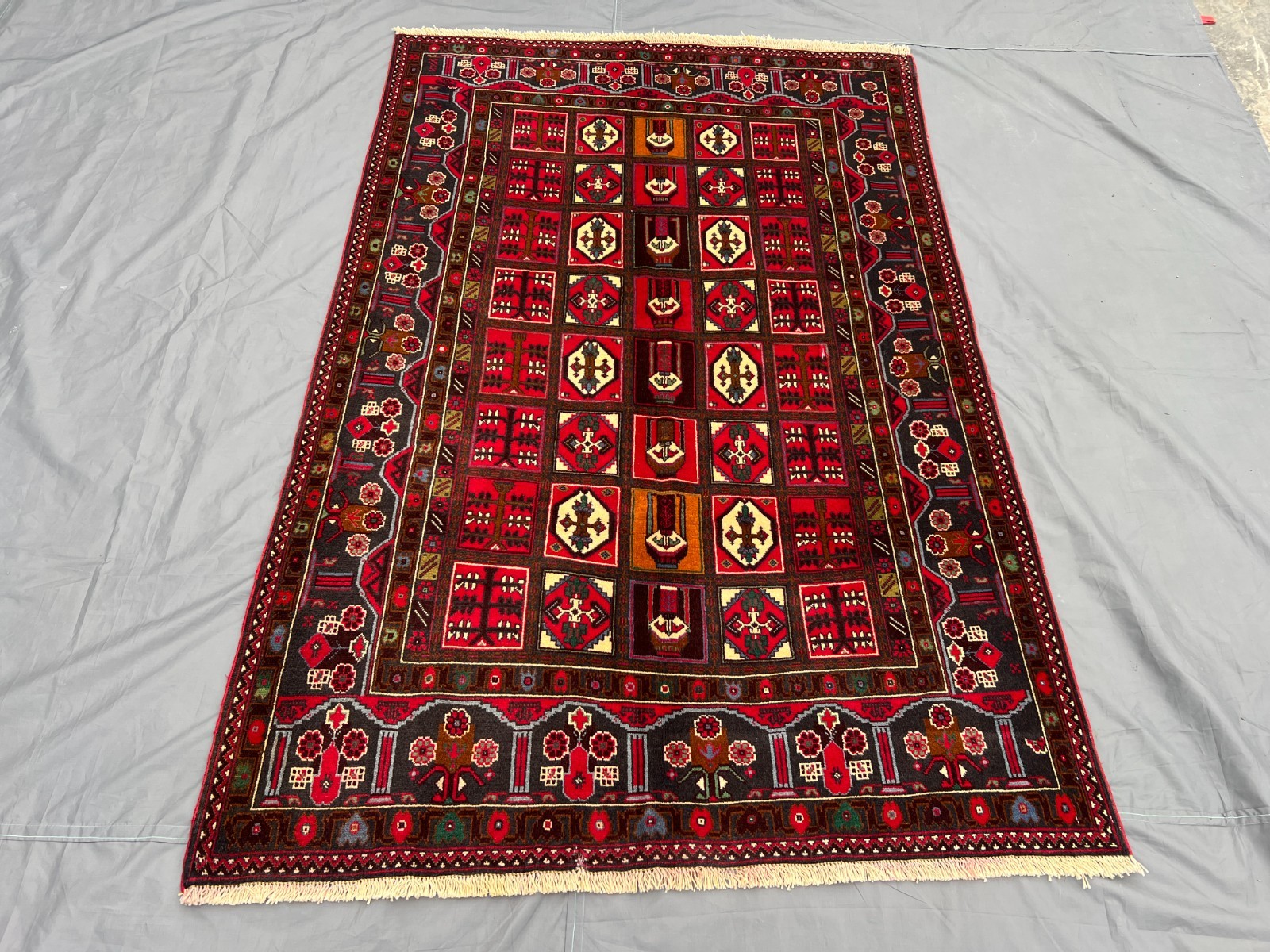 4x6 ft Vintage Afghan Garden Panel Hand Knotted Wool Area Rug gallery