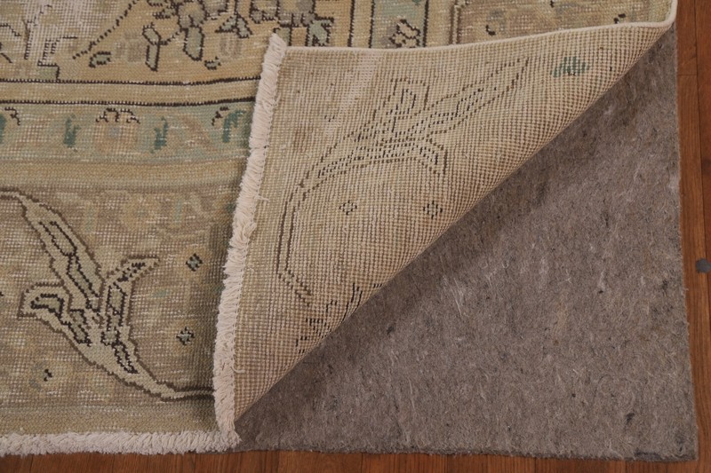 Vintage Muted Gold Tebriz Traditional Living Room Rug 9x12 Hand-made Wool Carpet gallery