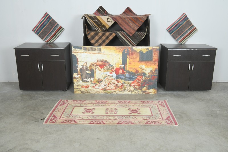 2x5 Turkish Area Rug Hand-Knotted Vintage Neutral Wool Rug Oushak Carpet,836 gallery