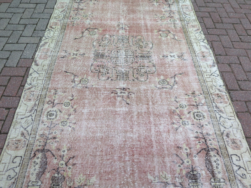 Vintage Anatolia Carpet, Distressed Rug Floor Carpet Handmade Wool Rugs 61"x106" gallery