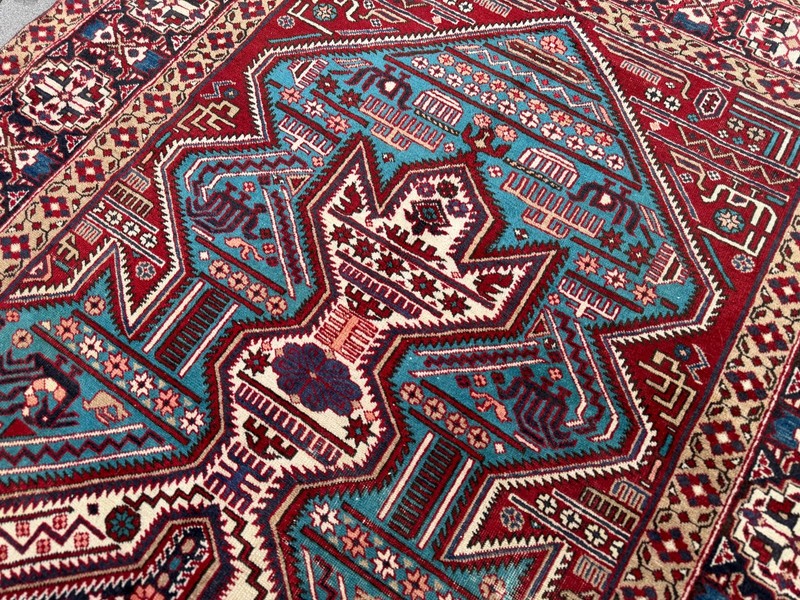 Vintage Turkish Oushak Rug 5.1x9.3 Red Blue Tribal Area Rug Living Room Carpet gallery