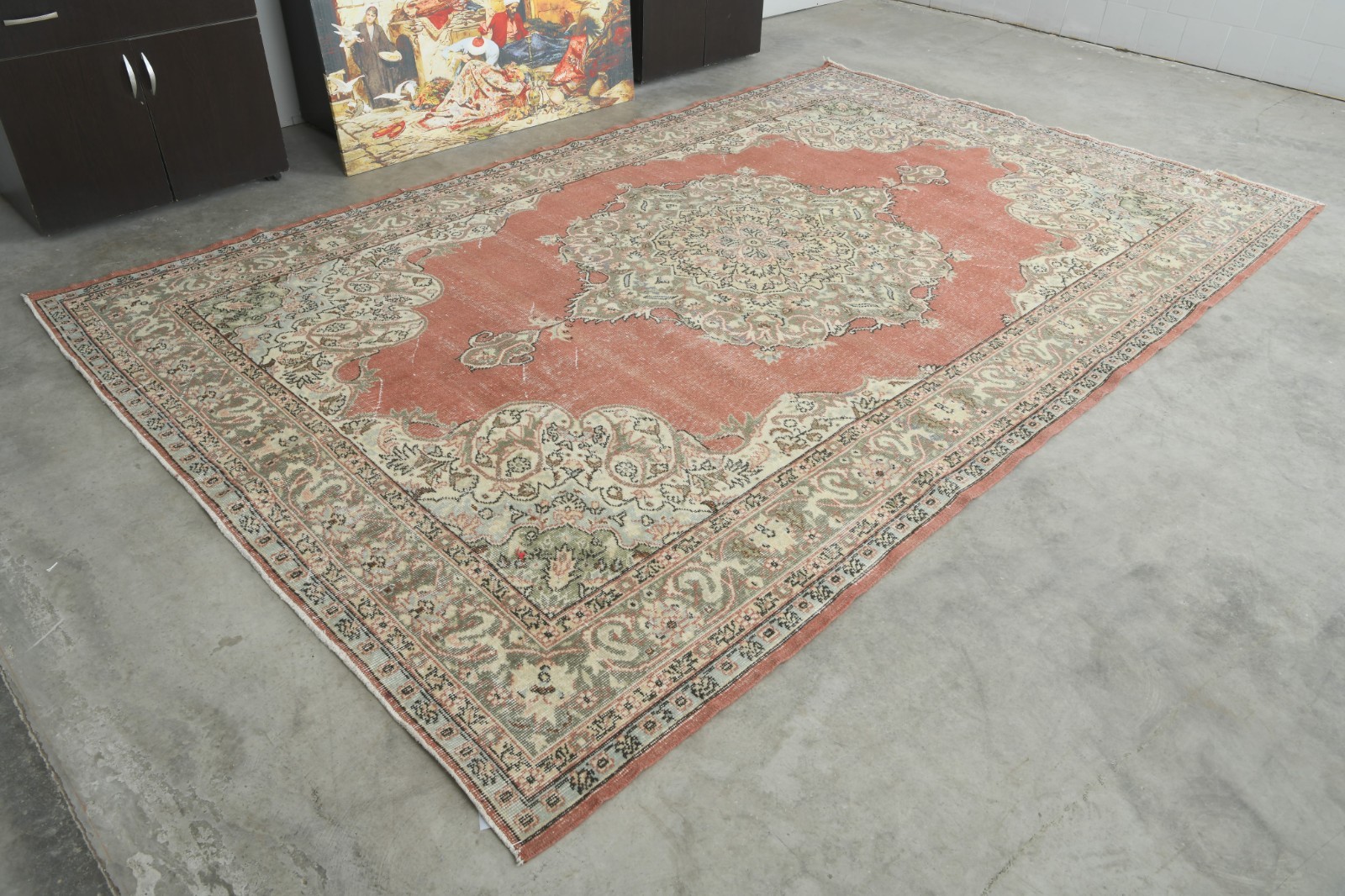 Oversize Turkish Rug 7x11 Hand-Knotted Vintage Oushak Wool Rug Large Carpet,734 gallery