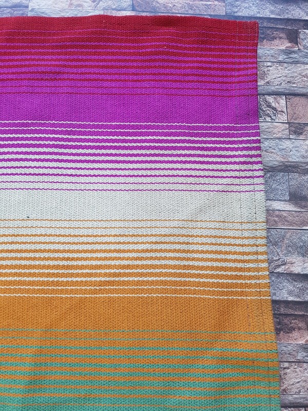 Vintage Handmade Traditional Mexican Colorful Kilim Floor Rug Carpet 195x129 cm gallery