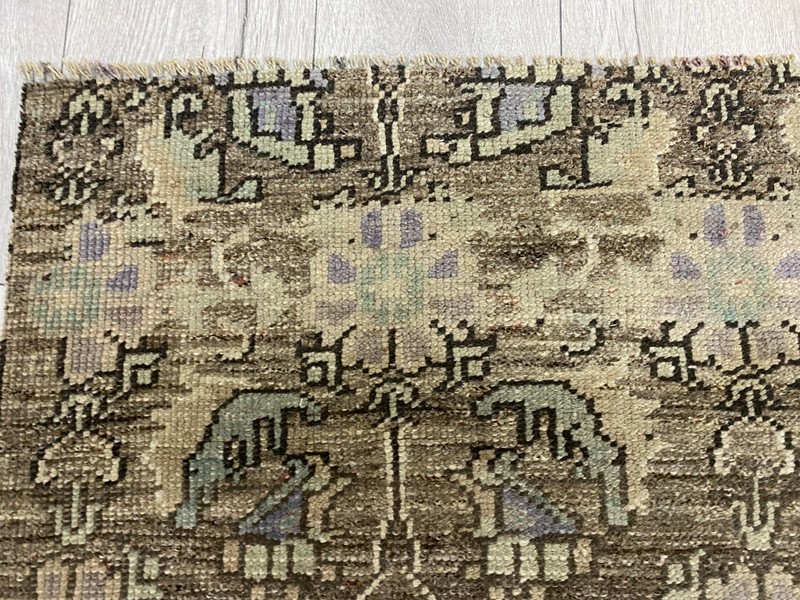 2x2 Brown rug, 2x2 Small rug, 2x2 Square rug, Turkish vintage rug, 2.0x2.0 ft gallery