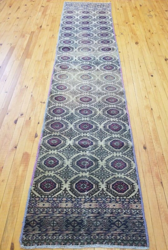 Beautiful Vintage 1950-1960s Wool Pile Sage Green Bunyan Runner Rug 2’2”x 7’8” gallery