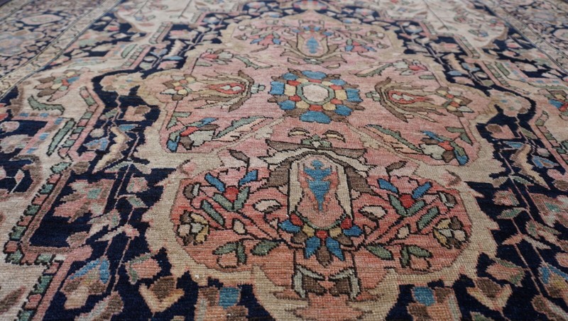 Antique Hand Knotted Saroukk 4'5" x 6'9" Wool Ivory Oriental Rug gallery