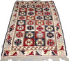 Medallion Grid Turkish Kilim 3' 7" x 5' 5" Cream Hand Knotted Area Rug gallery