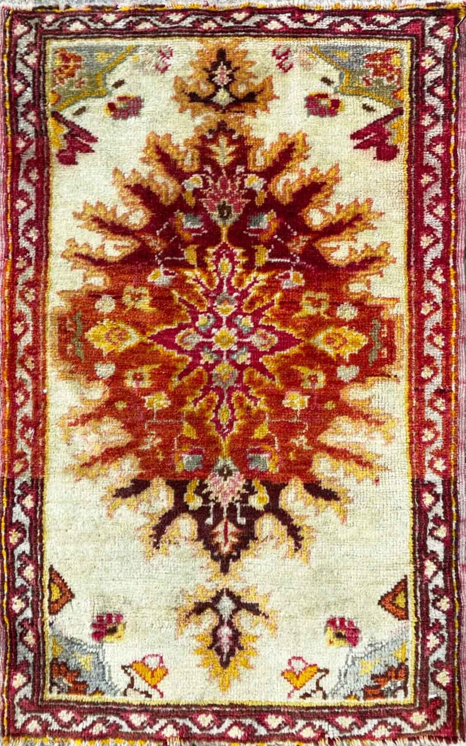 Antique Yastik Turkish Anatolian Rug, The Sun 1'8" x 2'10" . #17441 gallery