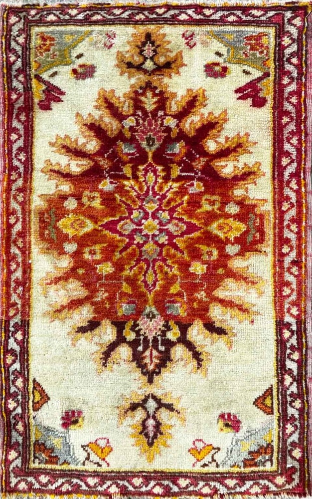 Antique Yastik Turkish Anatolian Rug, The Sun 1'8" x 2'10" . #17441