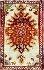 Antique Yastik Turkish Anatolian Rug, The Sun 1’8″ x 2’10” . #17441