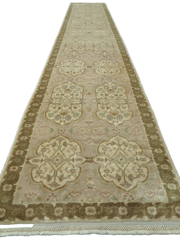 Turkish Oushak Handmade Carpet Runner Rugs, Wool Long Rug, Corridor Rug 34"X195" gallery