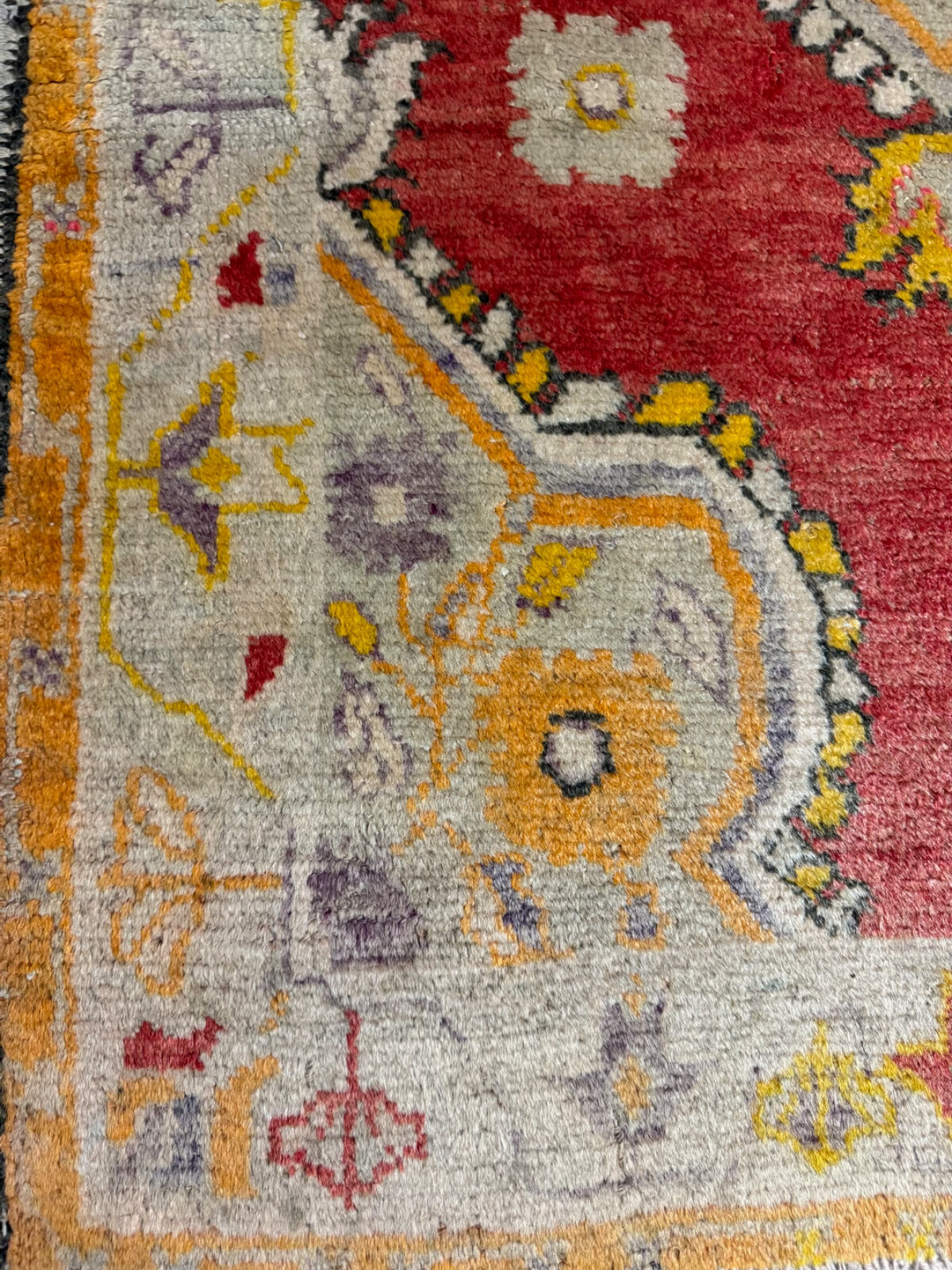 Oriental Hand-Knotted Wool Area Rug Turkish Oushak Red/Ivory/Copper 2'10" x 5'3" gallery