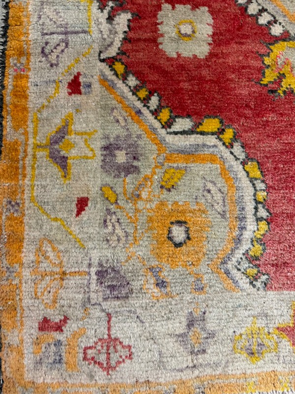 Oriental Hand-Knotted Wool Area Rug Turkish Oushak Red/Ivory/Copper 2'10" x 5'3" gallery