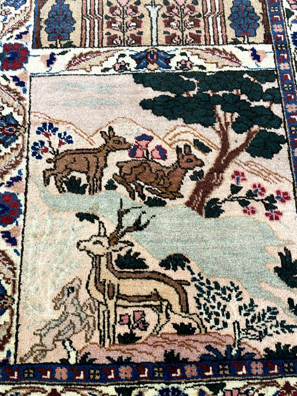 Antique Oriental Hand-Knotted Wool Area Rug Navy Blue/Red/Green/Ivory 11'4" x 16 gallery