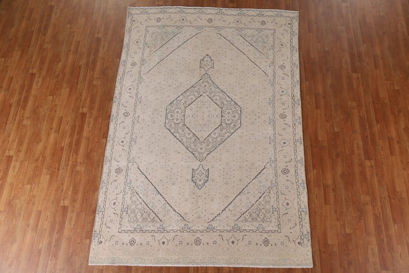 Distressed Traditional Muted Area Rug 7x10 ft Hand-knotted Wool Vintage Carpet gallery