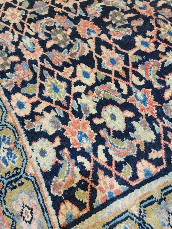Antique Oriental Hand-Knotted Wool Area Rug Navy Blue/Red/Ivory/Green 5' x 9'9" gallery