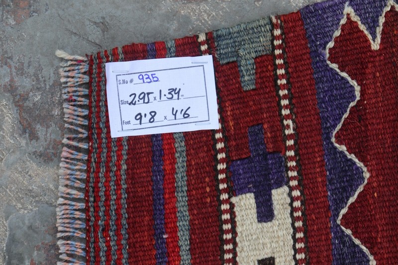 Antique Afghan Hand Woven Tribal Moqari Kilim Rug 9'8 x4'6 Ft gallery