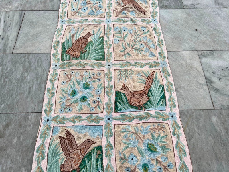 Vintage Handmade Aubusson Rug French Style Chain Stitch Needlepoint Rug 2x4 ft gallery