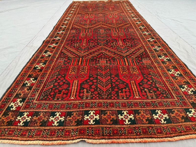 Afghan Baluchi Rug 3'9 x 9'8 ft - Persian Style Vintage Tribal Wool Runner Rug gallery