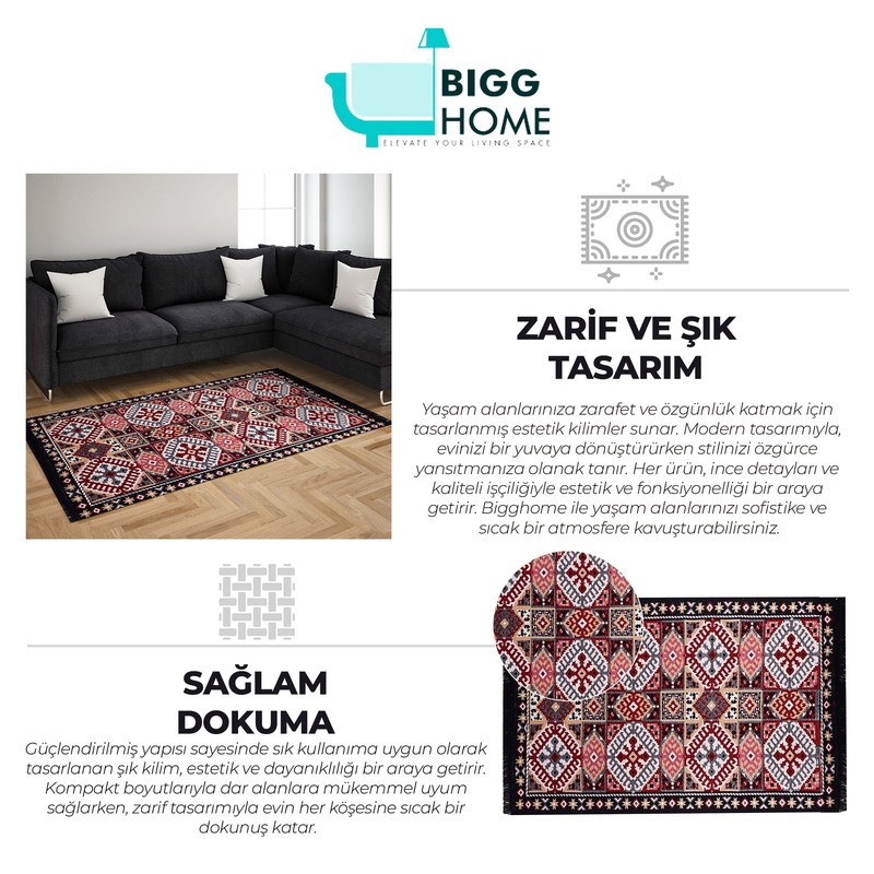 BiggHome Rug - 80*150 cm, Machine Washable, Durable, Modern Pattern for Living R gallery