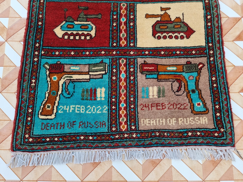 Afghan Hand made war Rug knotted Baluchi Wool With Beautiful war Design rug gallery