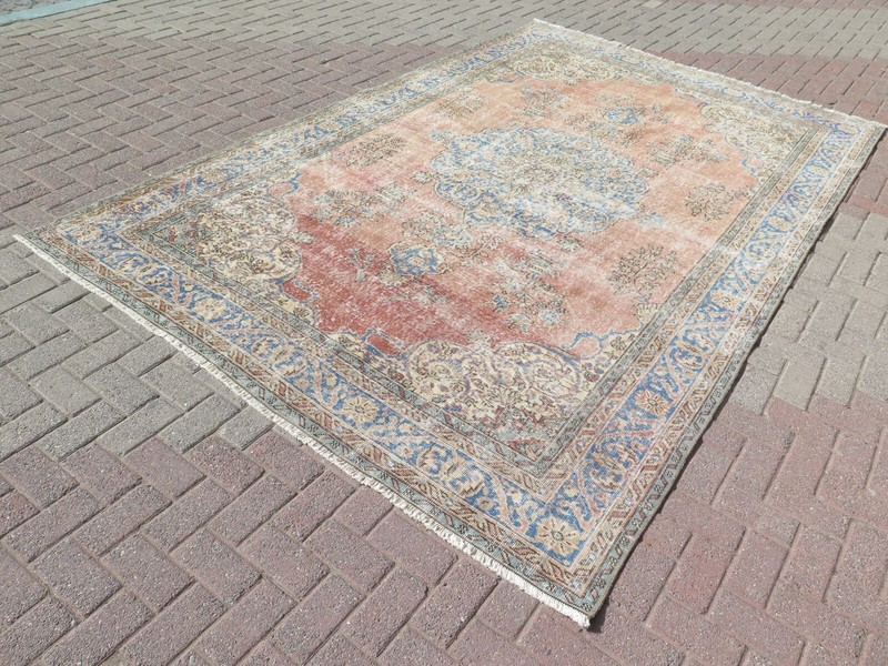Oushak Carpet, Area Wool Rugs, Vintage Handmade Large Floor Carpet Rug 83"x132" gallery