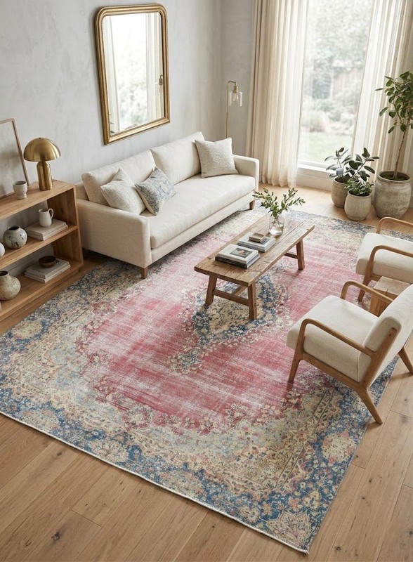 Handmade Muted Floral Distressed Oriental Rug Vintage Living Room Carpet 9X12 ft gallery