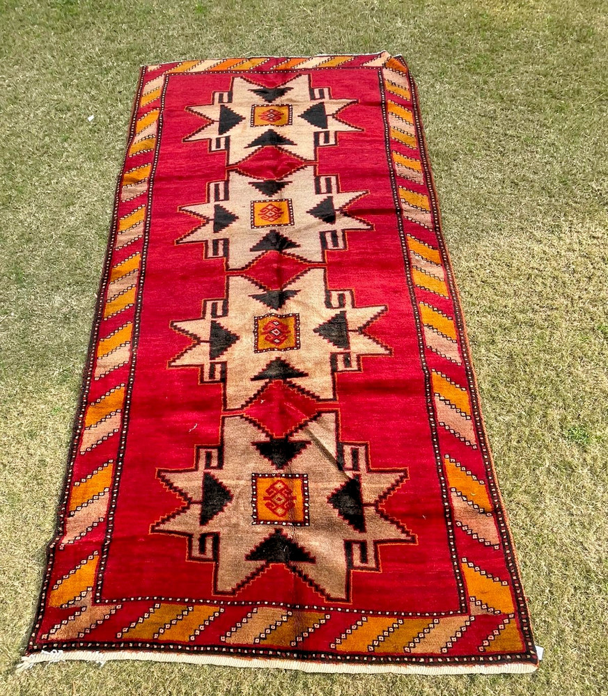 160 X 315 COLLECTORS ITEM Stunning Vintage Natural Vegi Caucasian Star Kazak Rug