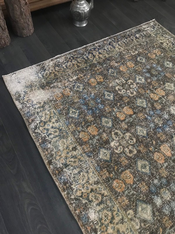 4.5x7.1 Large Vintage Brown Turkish Oushak Rug gallery