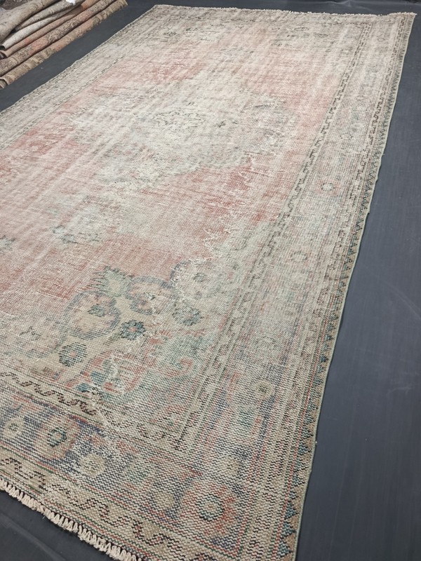 Red Vintage Turkish Oriental Living Room Rug, 6.4x10.6ft, Antique Medallion Rug, gallery