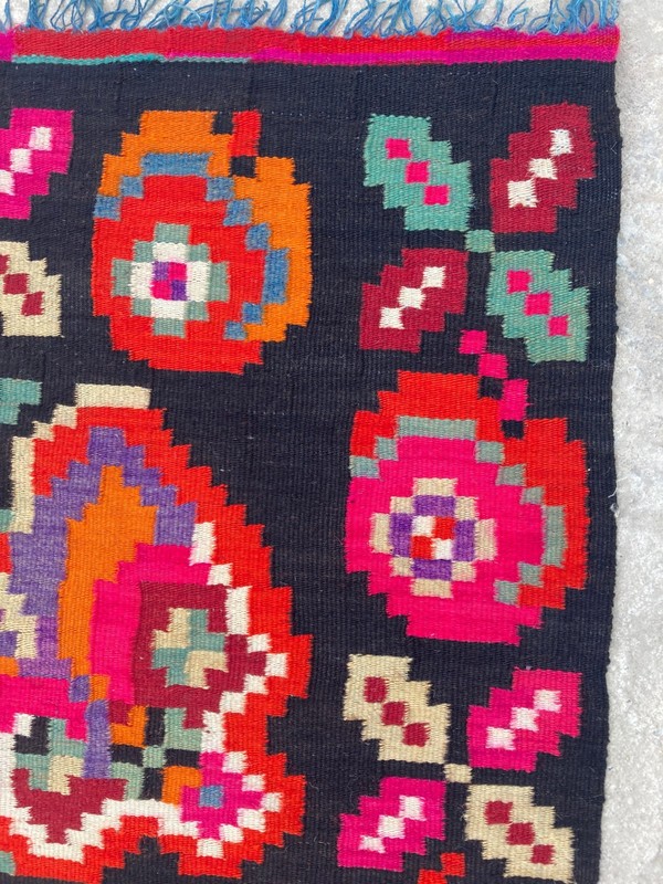 Vintage Traditional Handmade Beautiful Romanian Kilim Floor Rug Carpet 195x56 cm gallery