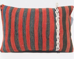 Vintage Rustic StripTurkish Kilim Cushion Cover – Handcrafted Home Decor 24″x16″