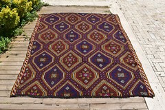 Turkish Kilim 75”x92” Handwoven Adana Cicim Kilim 192x236cm Vintage 6×7 Rug