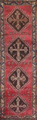 Vintage Geometric Handmade Wool 13 ft Runner Rug Wool Hallway Carpet 3×13