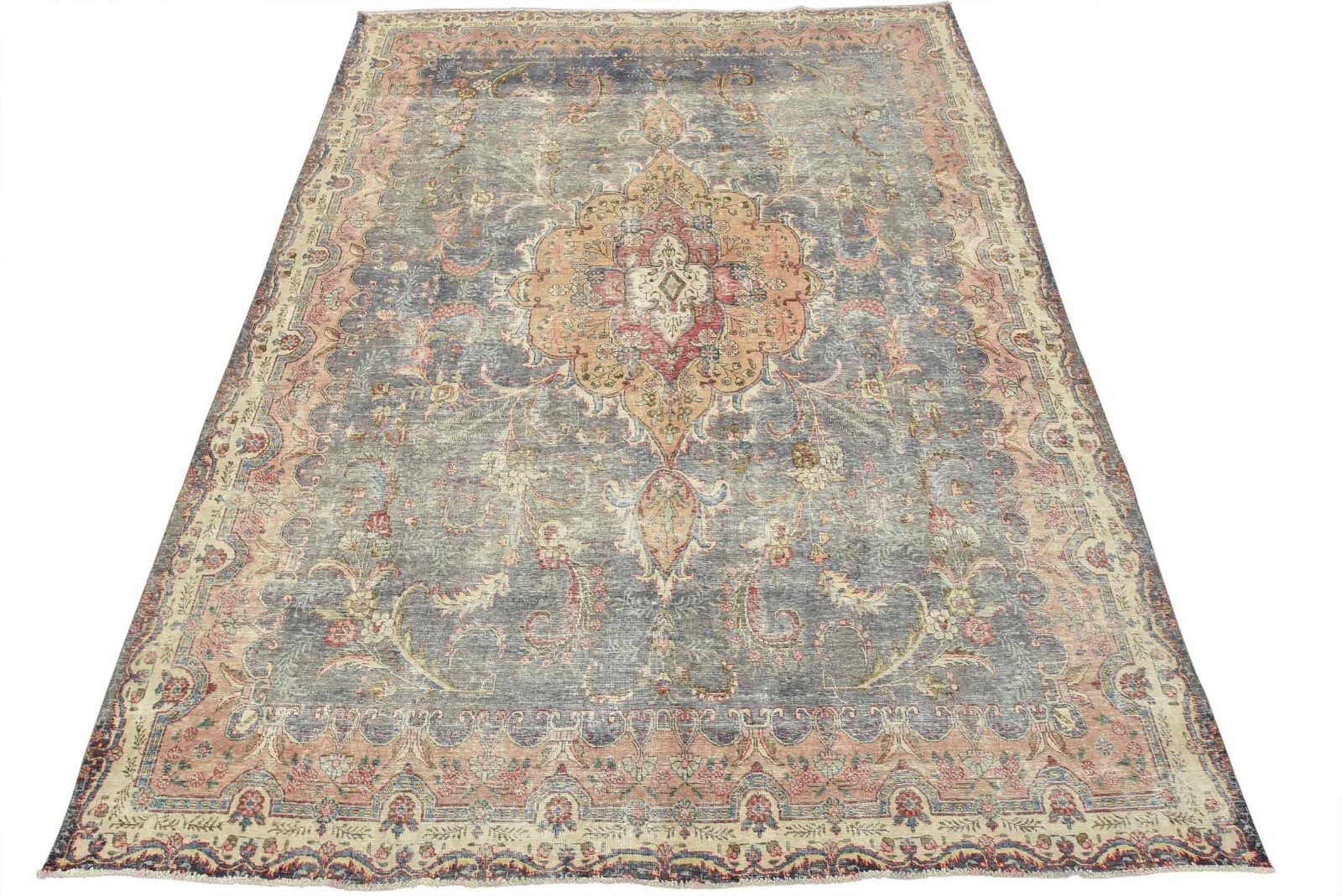 Vintage Anatolia 9’11” x 12’6” Blue Distressed Wool Hand-Knotted Oriental Rug gallery