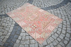 Turkish Rug 3’8 x 5’7 ft Vintage Kilim Anatolian Muted Dye Hand Knotted Carpet