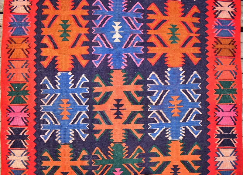 Caucasian Rug 55''x146'' Handwoven Kilim 140x373cm Rug Oriental Vintage 4x12 Rug gallery
