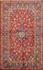 Vintage Floral Motifs Accent Rug 3×5 Hand-knotted Wool Traditional Red Carpet