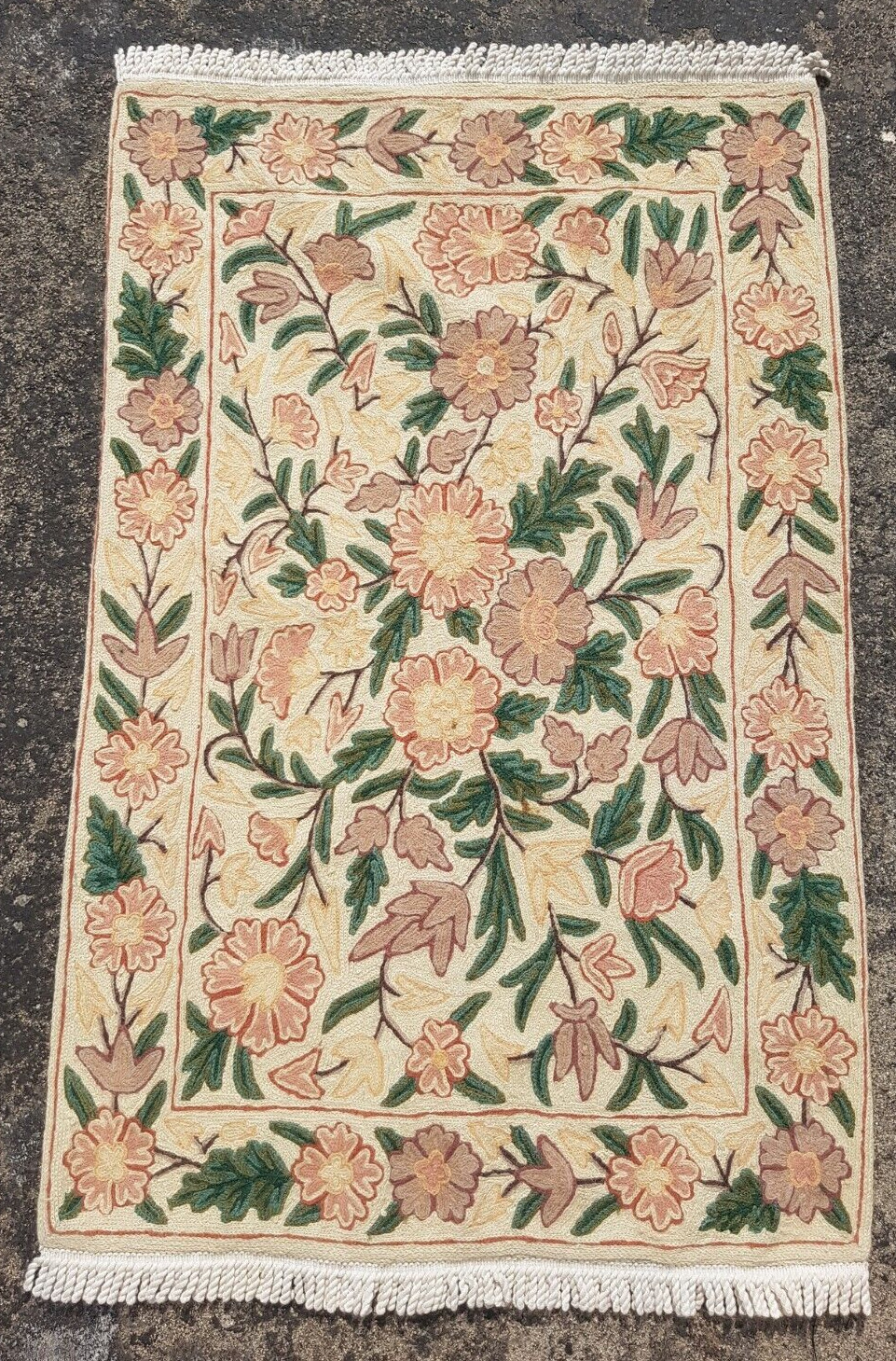 Vintage Woven Traditional Lovely Kashmiri Floral Multicolor Kilim Rug 90x58 cm gallery