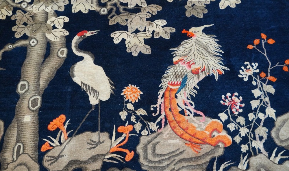 4'x6' Antique Chinese Peking Phoenix Birds Tree Hand Knotted Wool Oriental Rug