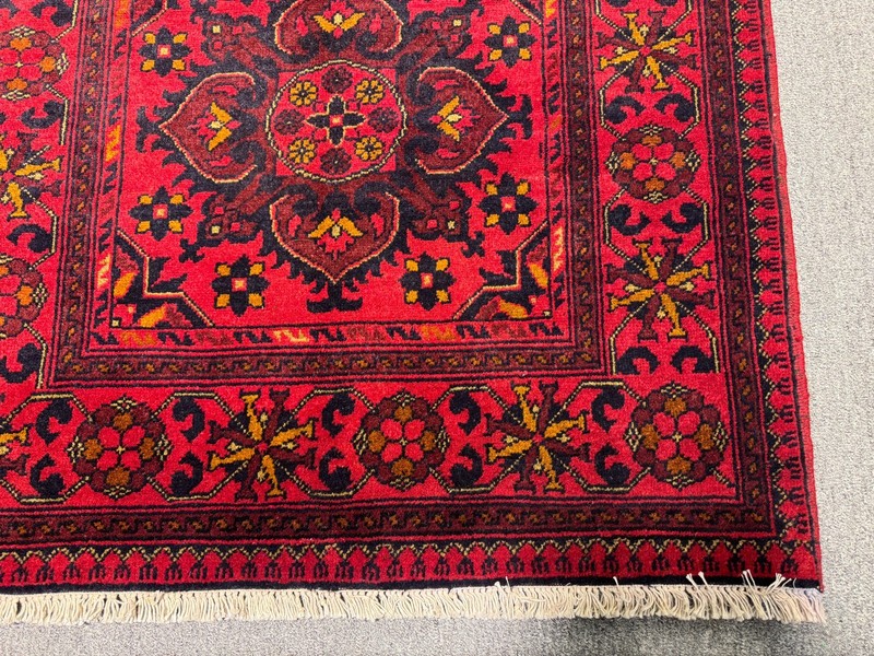 Red Vintage Turkmen Bukhara Rug 3x5 Hand Knotted Persian Style Afghan Tribal Rug gallery