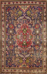 Blue/ Ivory Distressed Wool Traditional Rug 3×5 ft Han-knotted Carpet