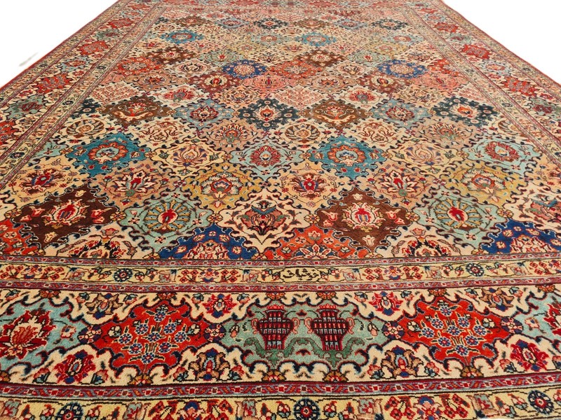 Amazing Hand Knotted Vintage Baghtiyaar Pictorial Wool Area Rug 12.10 x 9.5 Ft gallery