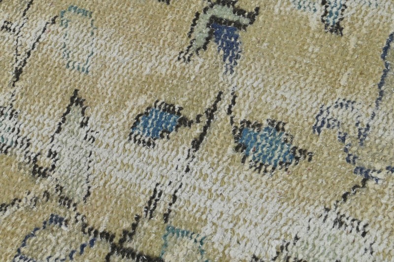 Vintage Turkish Runner Rug 2x7ft Wool Anatolian Handmade Hallway Oushak YELLOW gallery