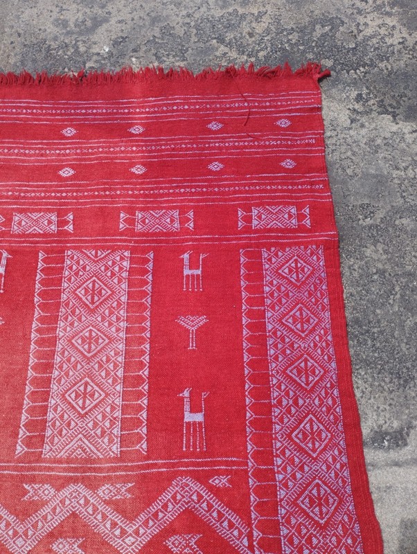 Vintage Traditional Oriental Berber Multicolor Wool Kilim Rug Carpet 186x98 cm gallery