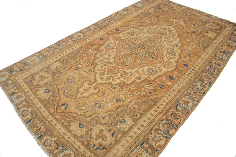 Hand-Knotted Antique Oriental Rug Muted Rust Floral Style Vintage Carpet 6X10 ft gallery