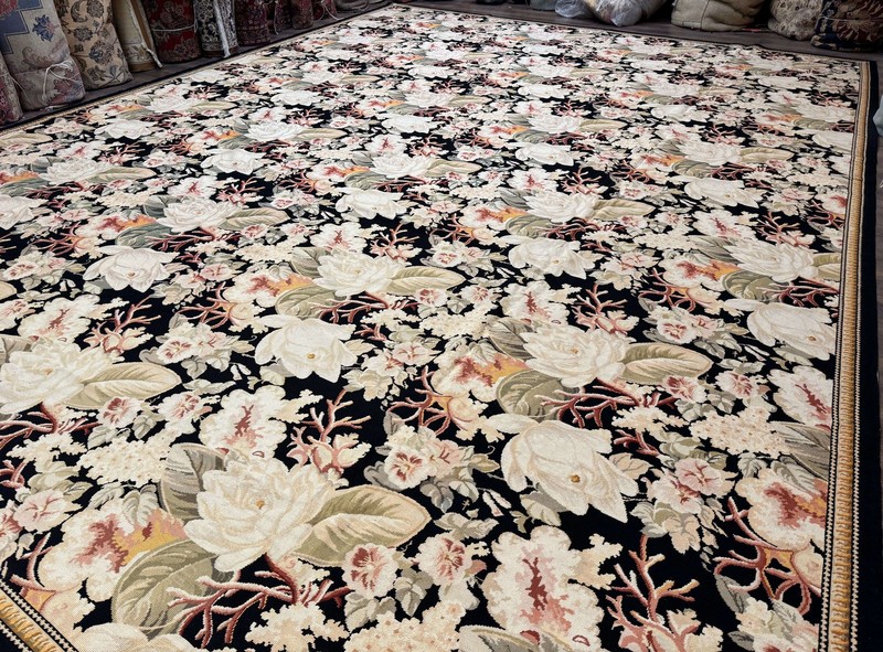 Palace Size Needlepoint Rug 13x17 Extra Large Wool Floral Handmade Carpet gallery