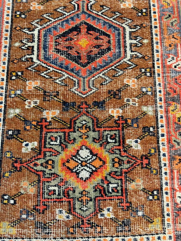 Oriental Hand-Knotted Wool Runner Turkish Oushak Copper/Ivory/Blue 2'2" x 6'1" gallery
