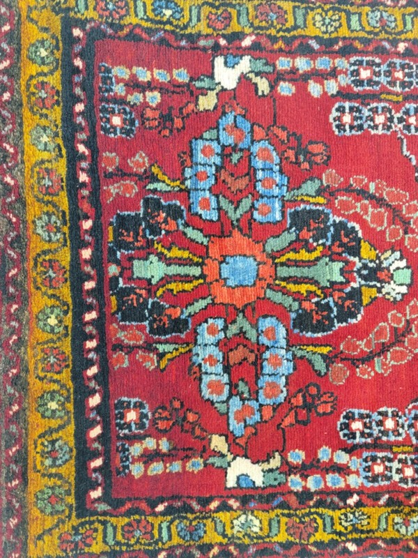 Antique Oriental Hand-Knotted Wool Runner Red/Green/Blue/Ivory 2'10" x 17'3" gallery