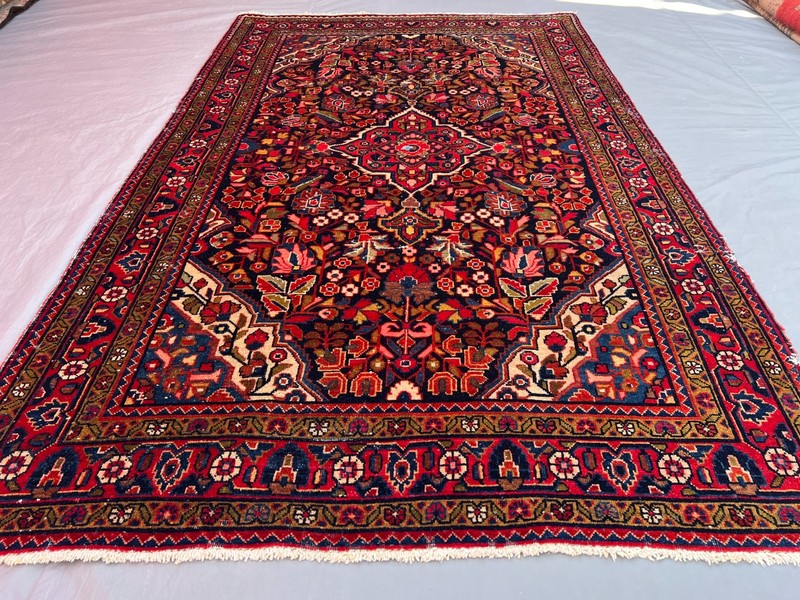 4'5x7'3 Ft Vintage Afghan Floral Handwoven Wool Rug - Traditional Medallion Rug gallery